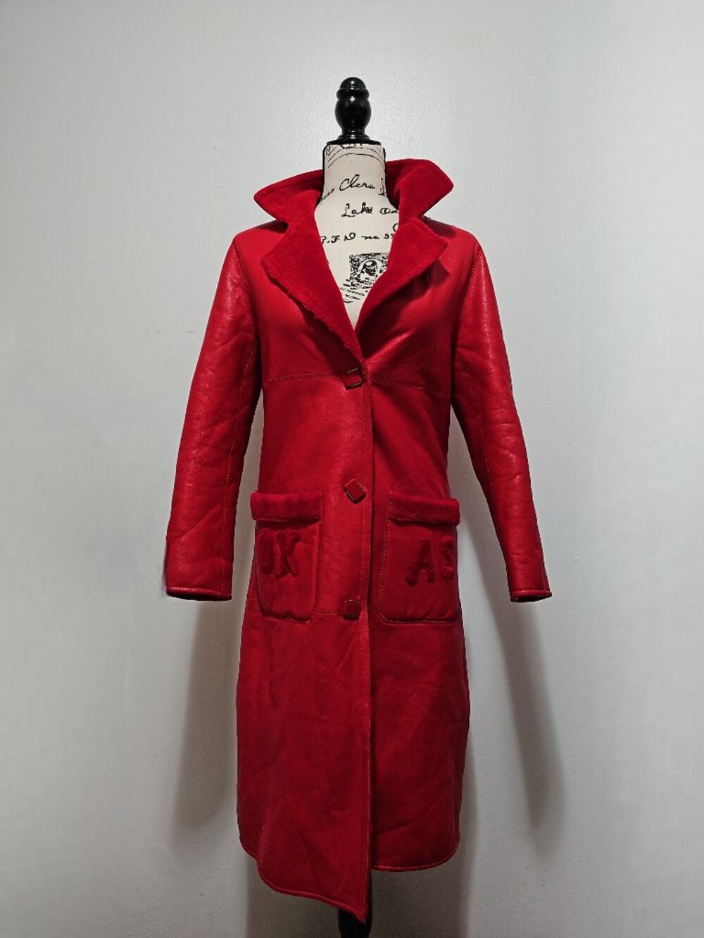 New Real Merino Sheepskin Shearling Lamb Fur Moto Racer Biker Jacket Holiday Red